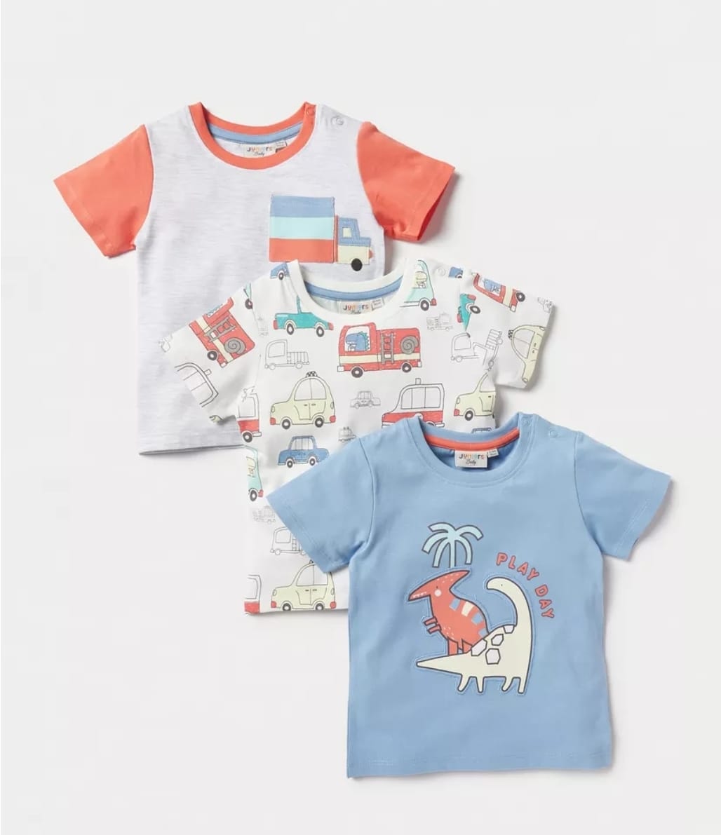 Juniors Baby Boys 3-Piece T-Shirt Set (6-9 Months) – Cotton Printed Tees