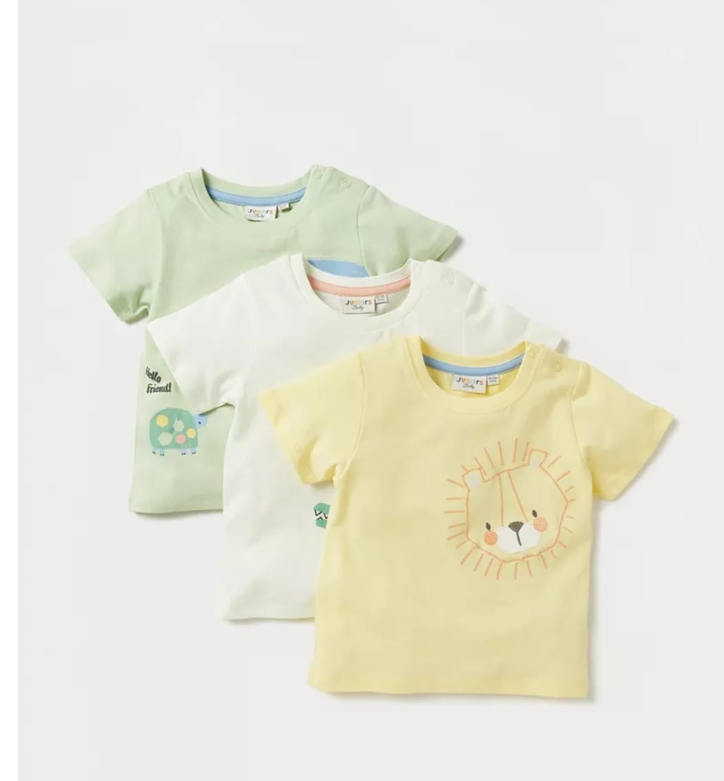 Juniors 3-Piece Baby T-Shirt Set (3 Months) – Cotton Babywear