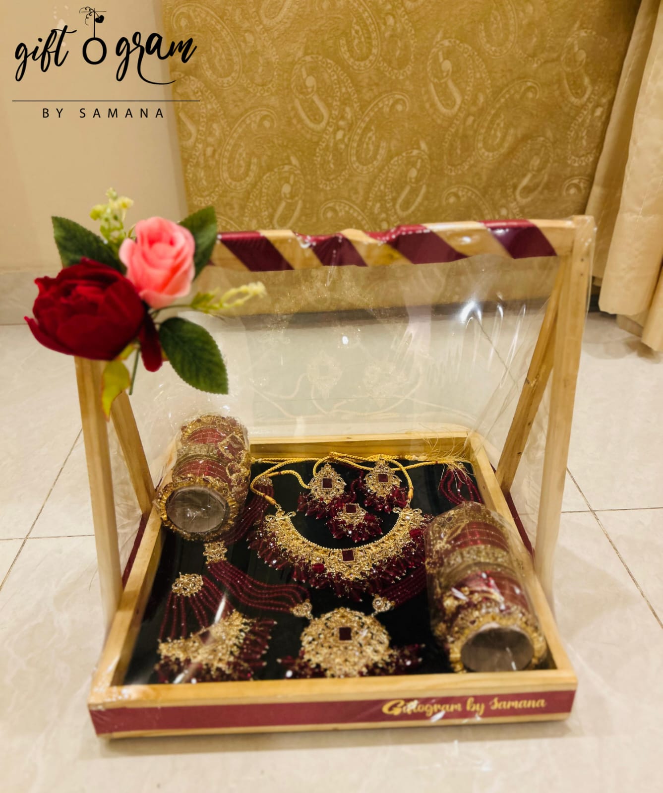 Wooden Acrylic Bridal Gift Tray