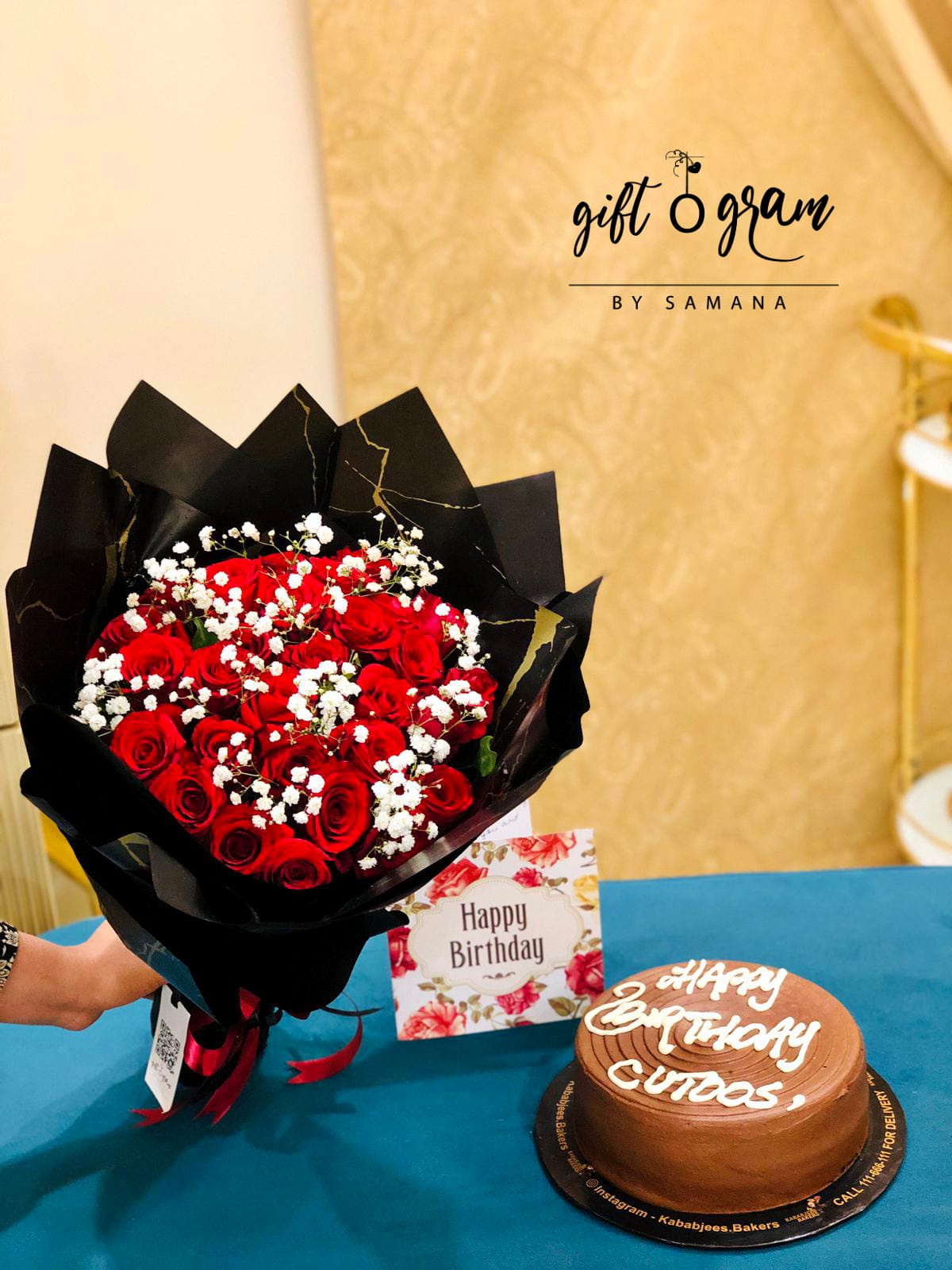 Cake and Bouquet Fusion - Giftogram By Samana