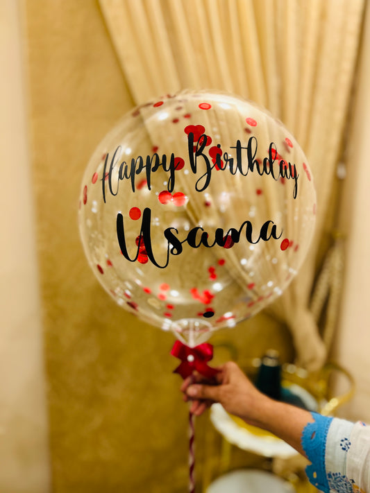 Transparent Customized Birthday Balloon with Stick
