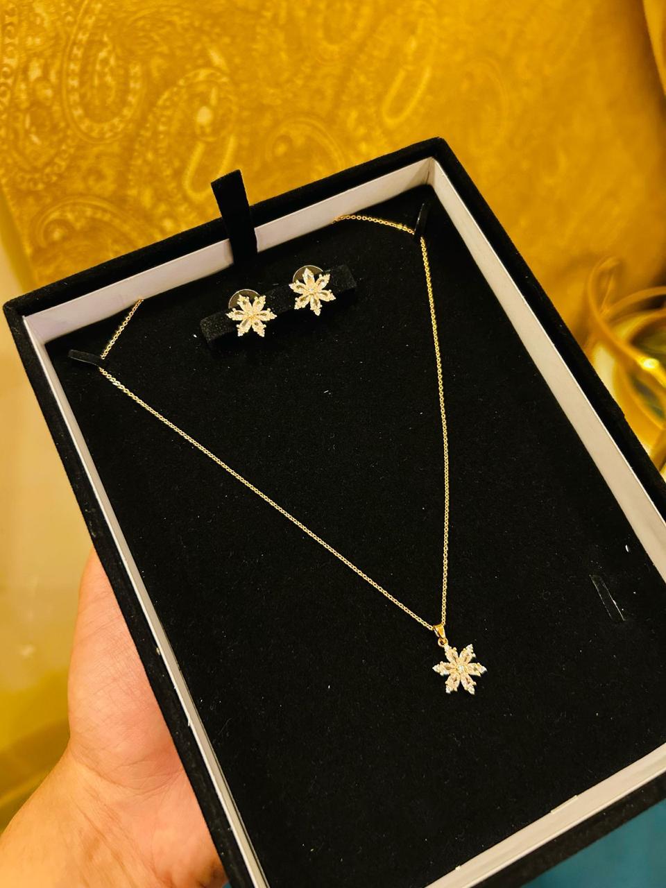 Embellished Pendant Necklace And Earrings