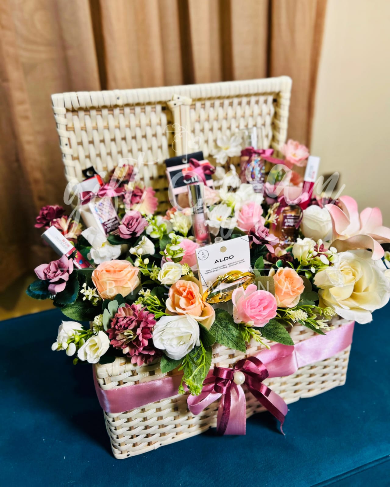 Luxury Makeup & Flowers Gift Basket