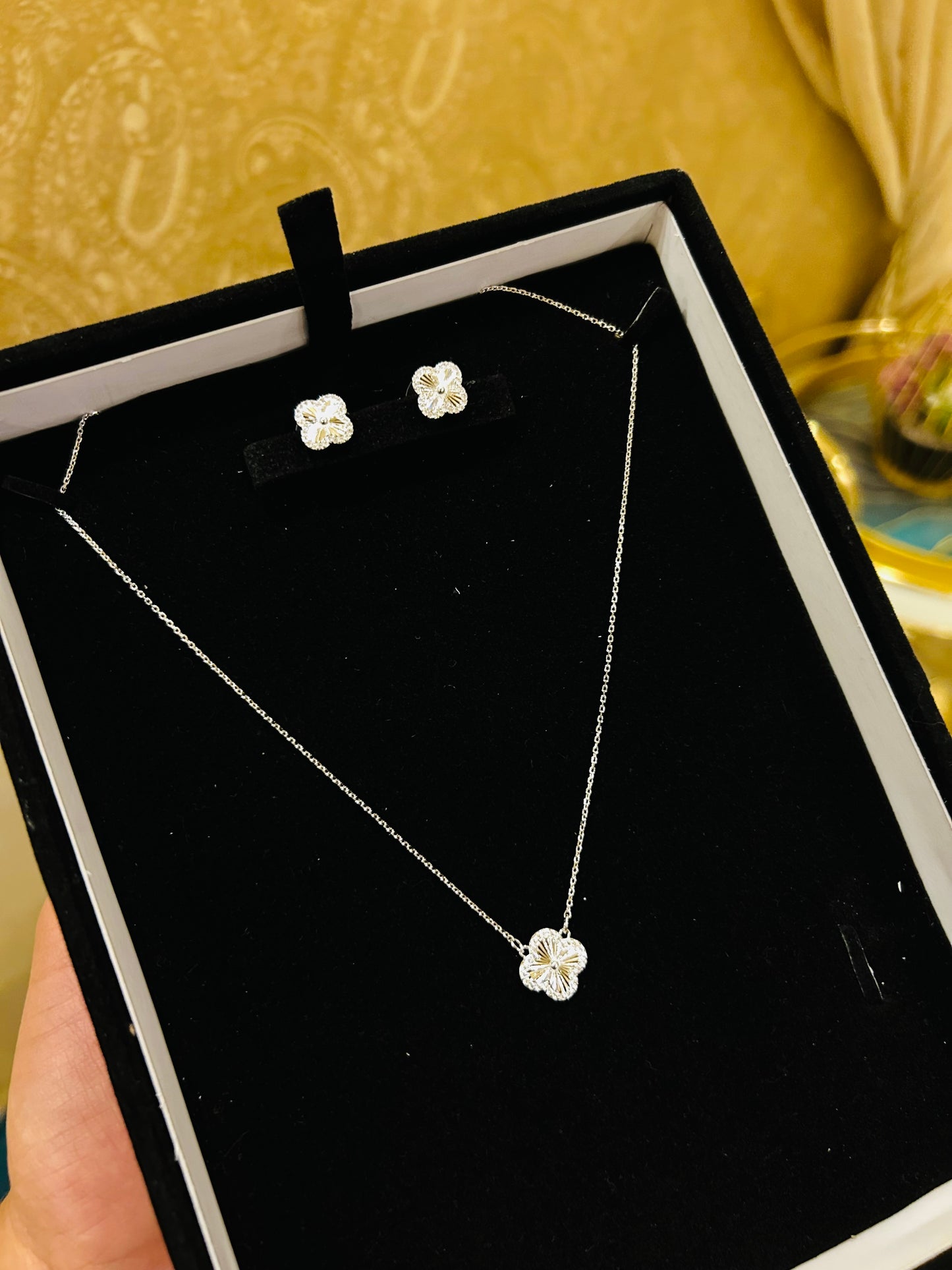 Embellished Pendant Necklace And Earrings