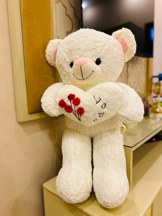Flower Heart Teddy (White)
