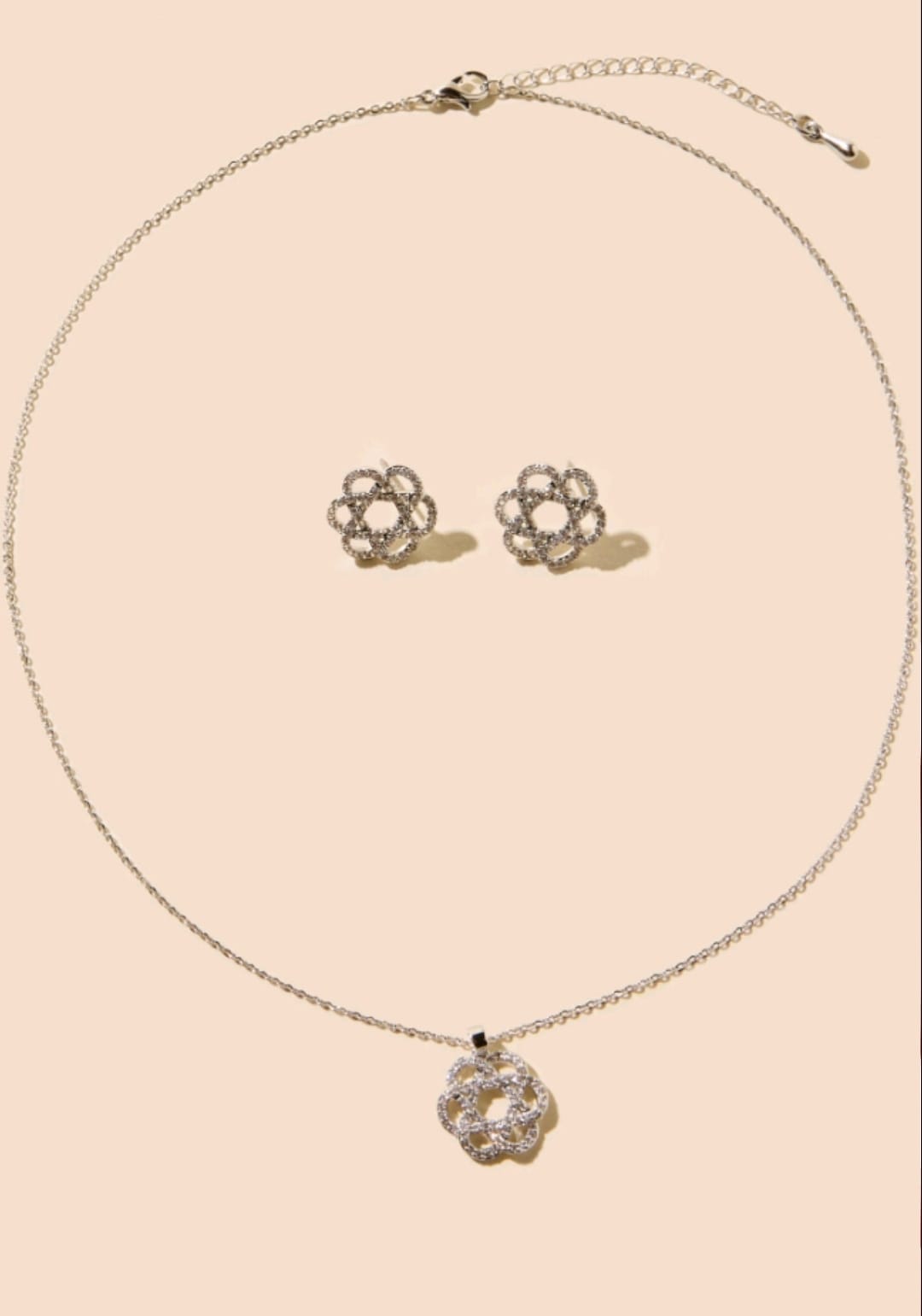 MAX crystal knot necklace set with matching sparkling earrings