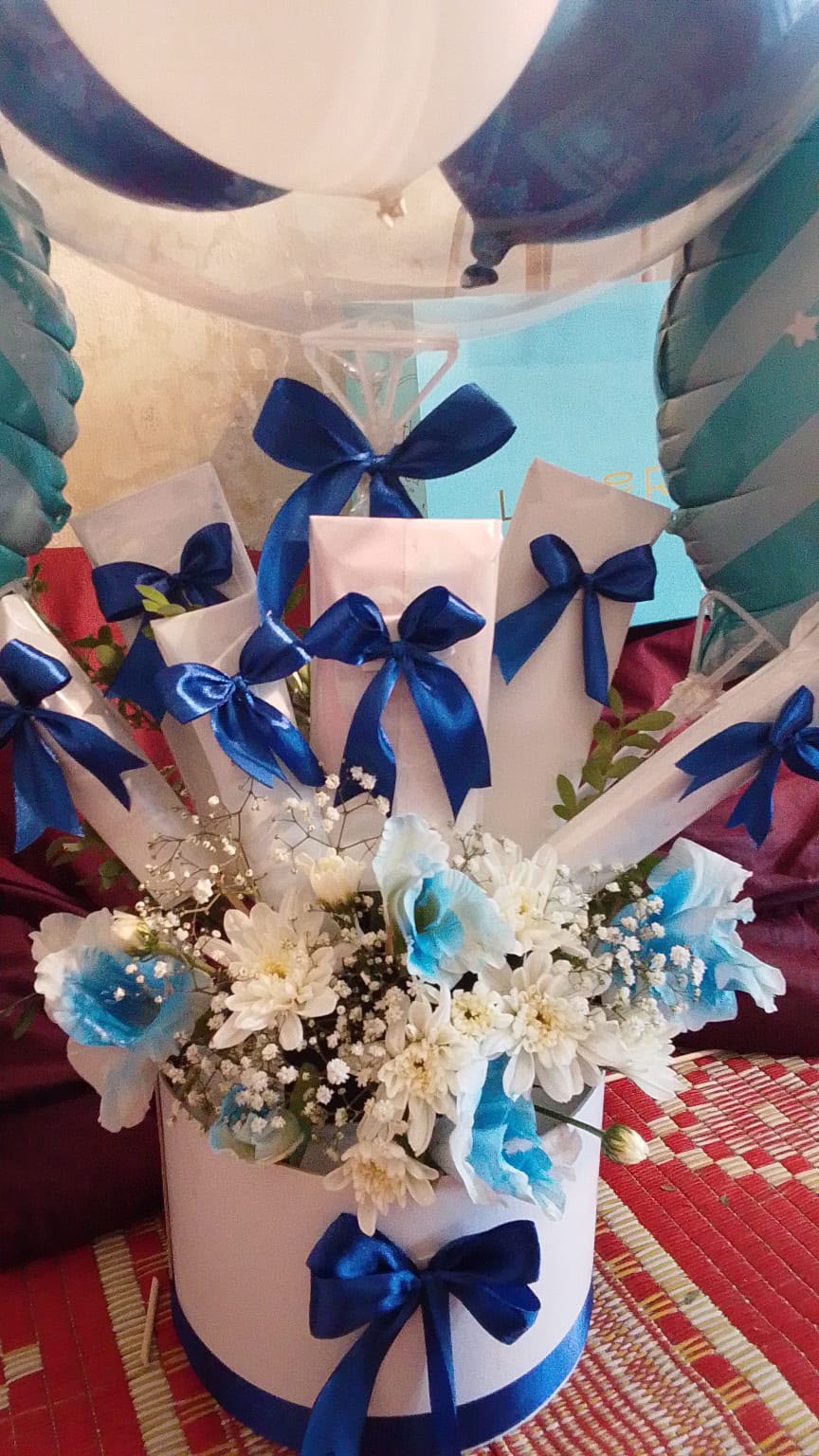 Welcome Baby Boy Balloon Gift Box with Flowers and Chocolates in Islamabad by Giftogram By Samana