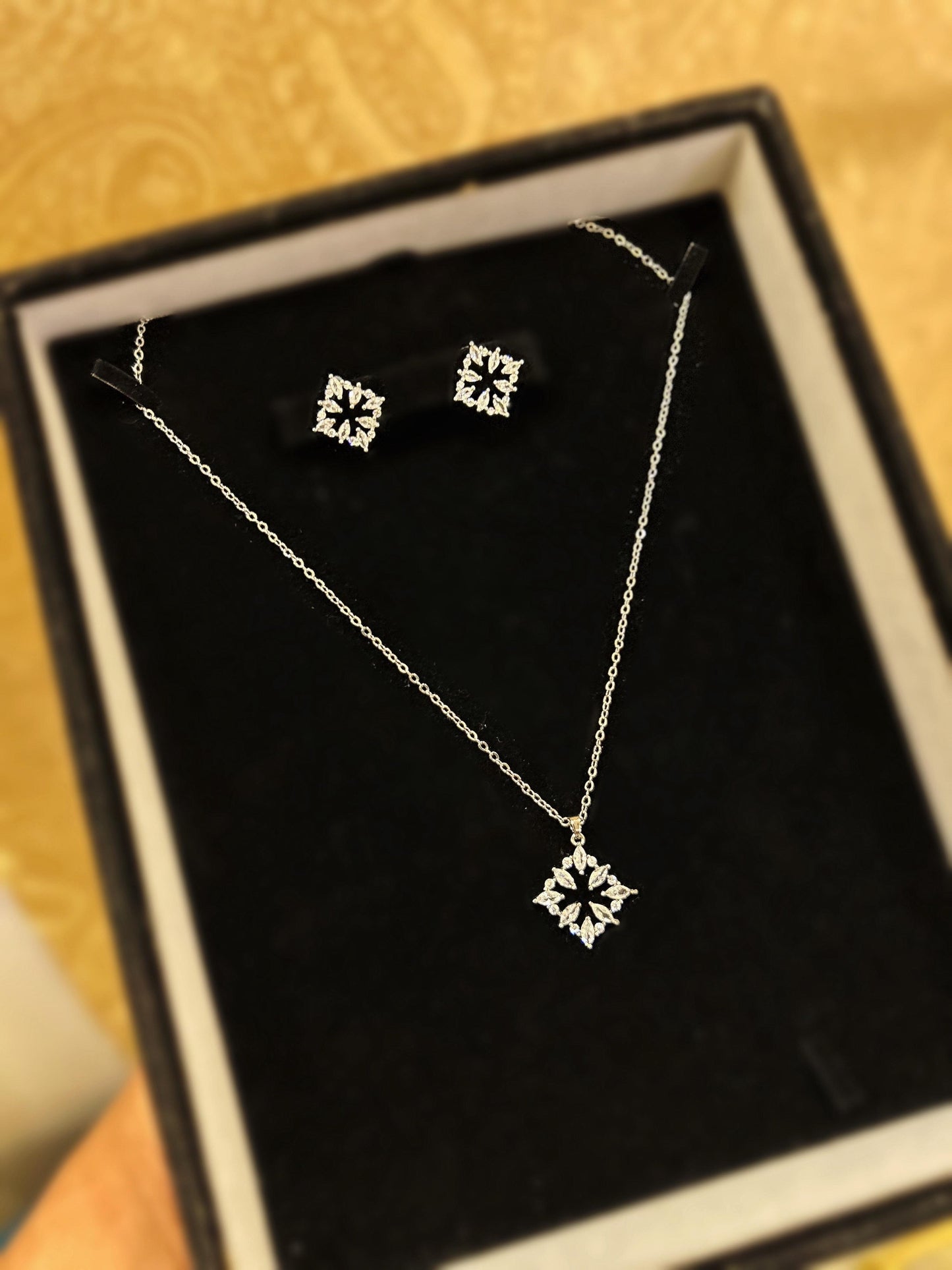Embellished Pendant Necklace And Earrings