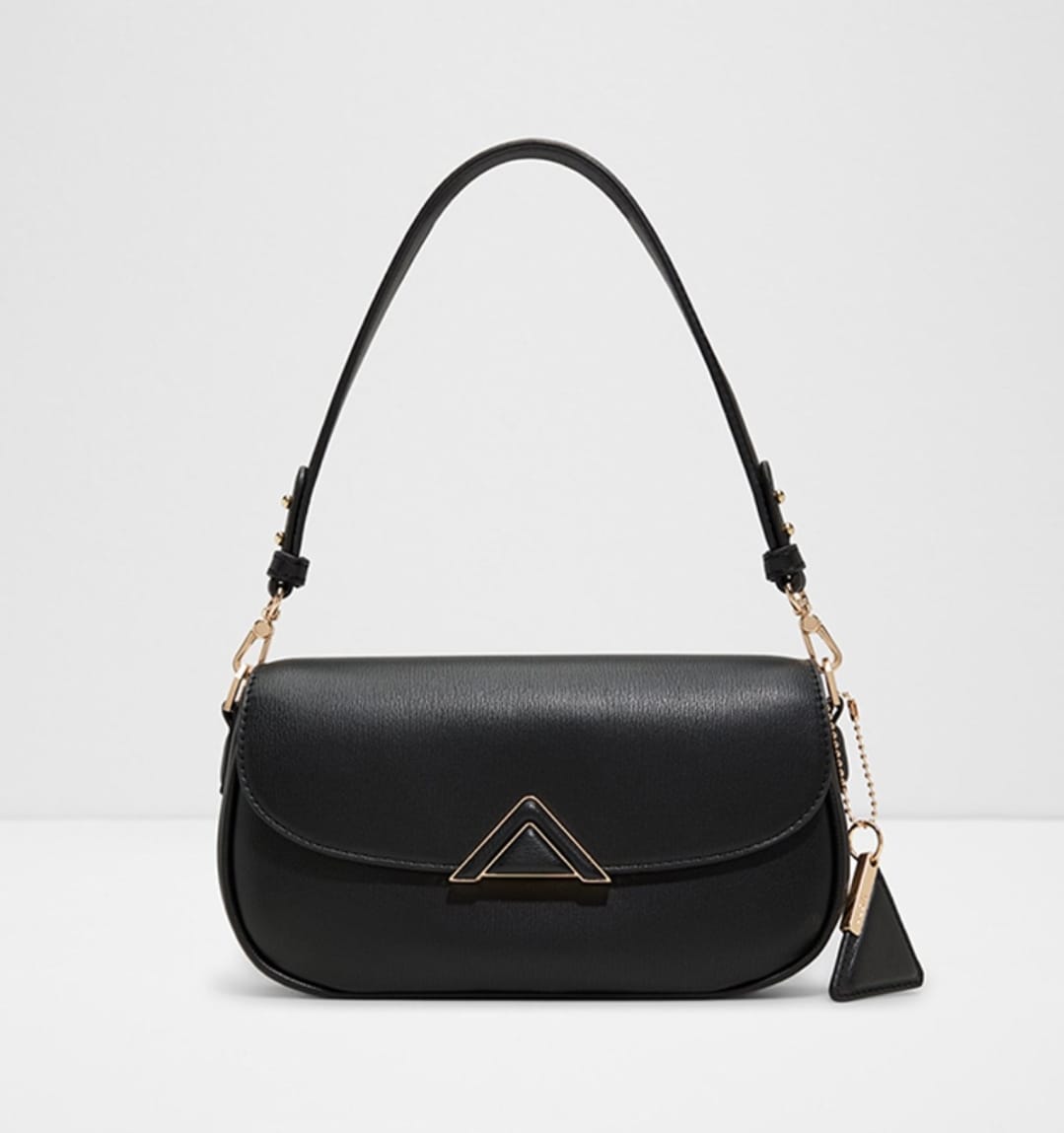 ALDO Black Shoulder Bag with Gold Triangle Clasp