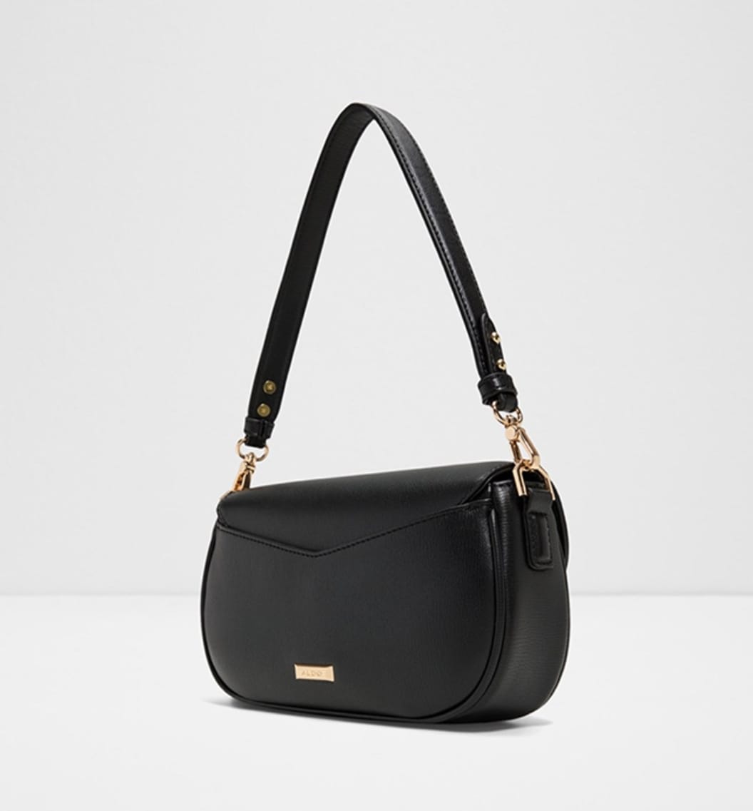 ALDO Black Shoulder Bag with Gold Triangle Clasp