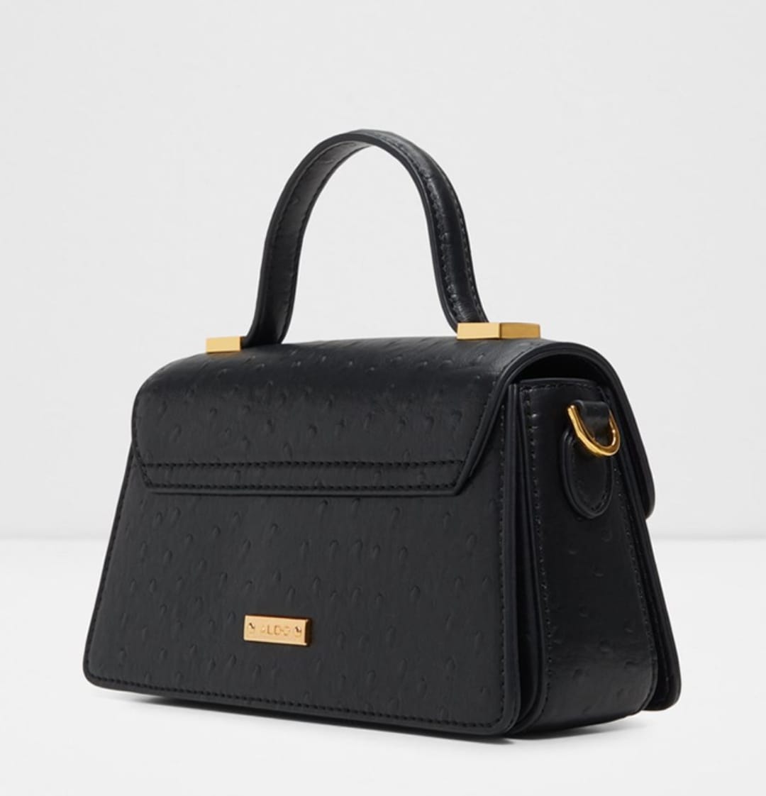 ALDO Black Top Handle Bag with Gold Chain Lock