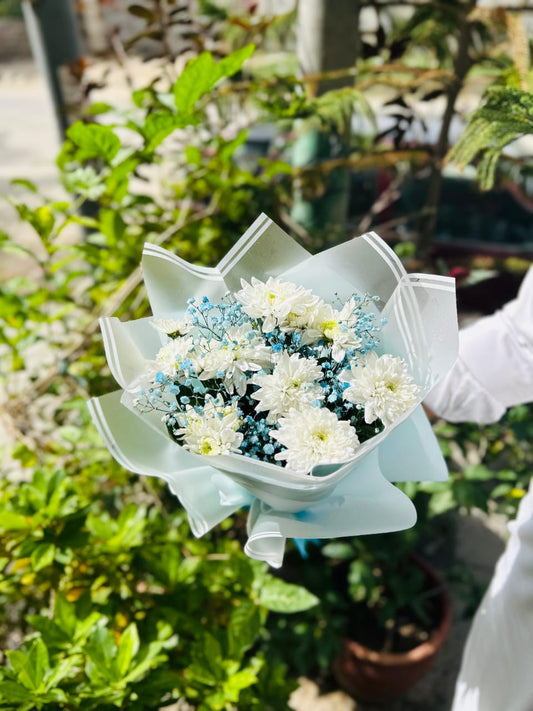 Blue & White Fresh Flower Bouquet