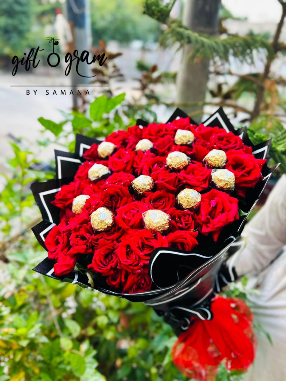 50 Roses with 12 Ferrero Rocher