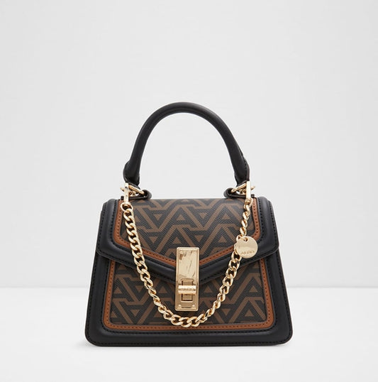 Elegant Black & Brown Chain Handle Handbag (Aldo)