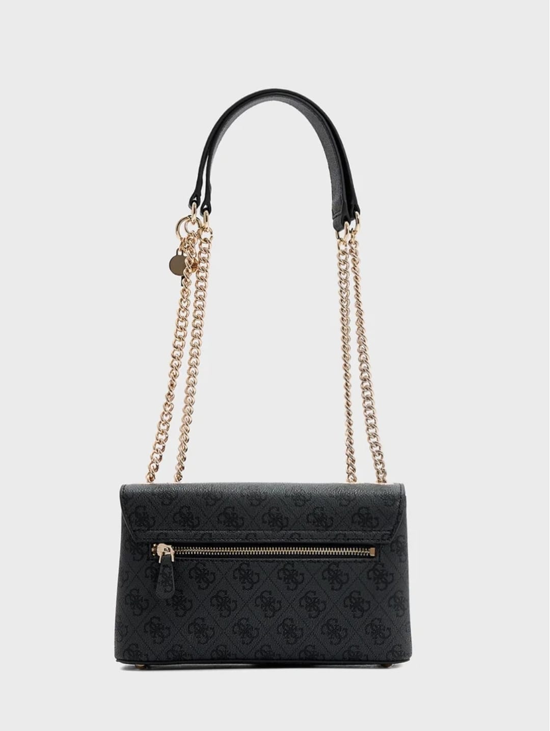 GUESS black logo shoulder bag with gold chain strap