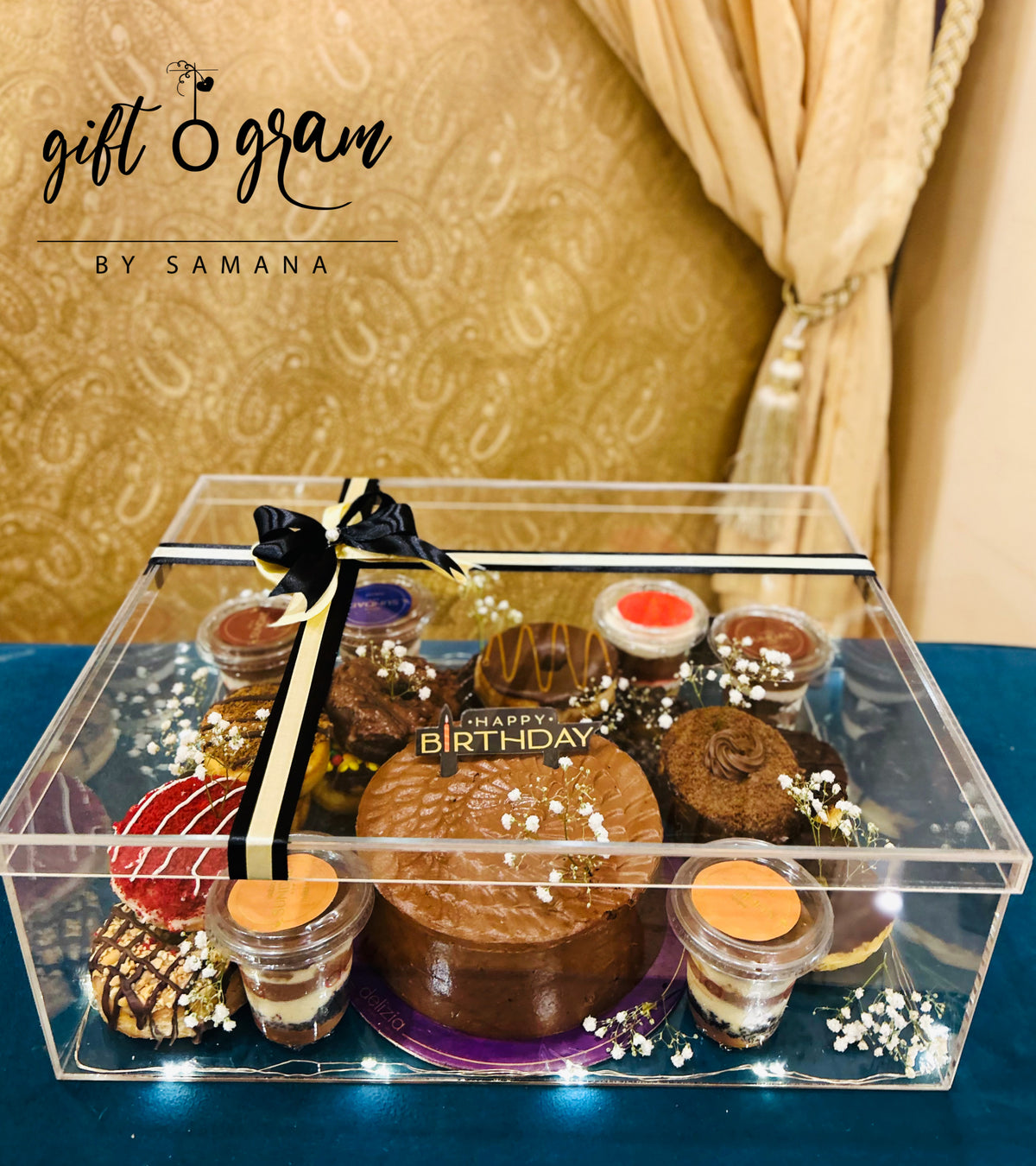 Samana Sweets Sweet Treats Box | Acrylic Box Gift Delivery Pakistan | Giftogram By Samana