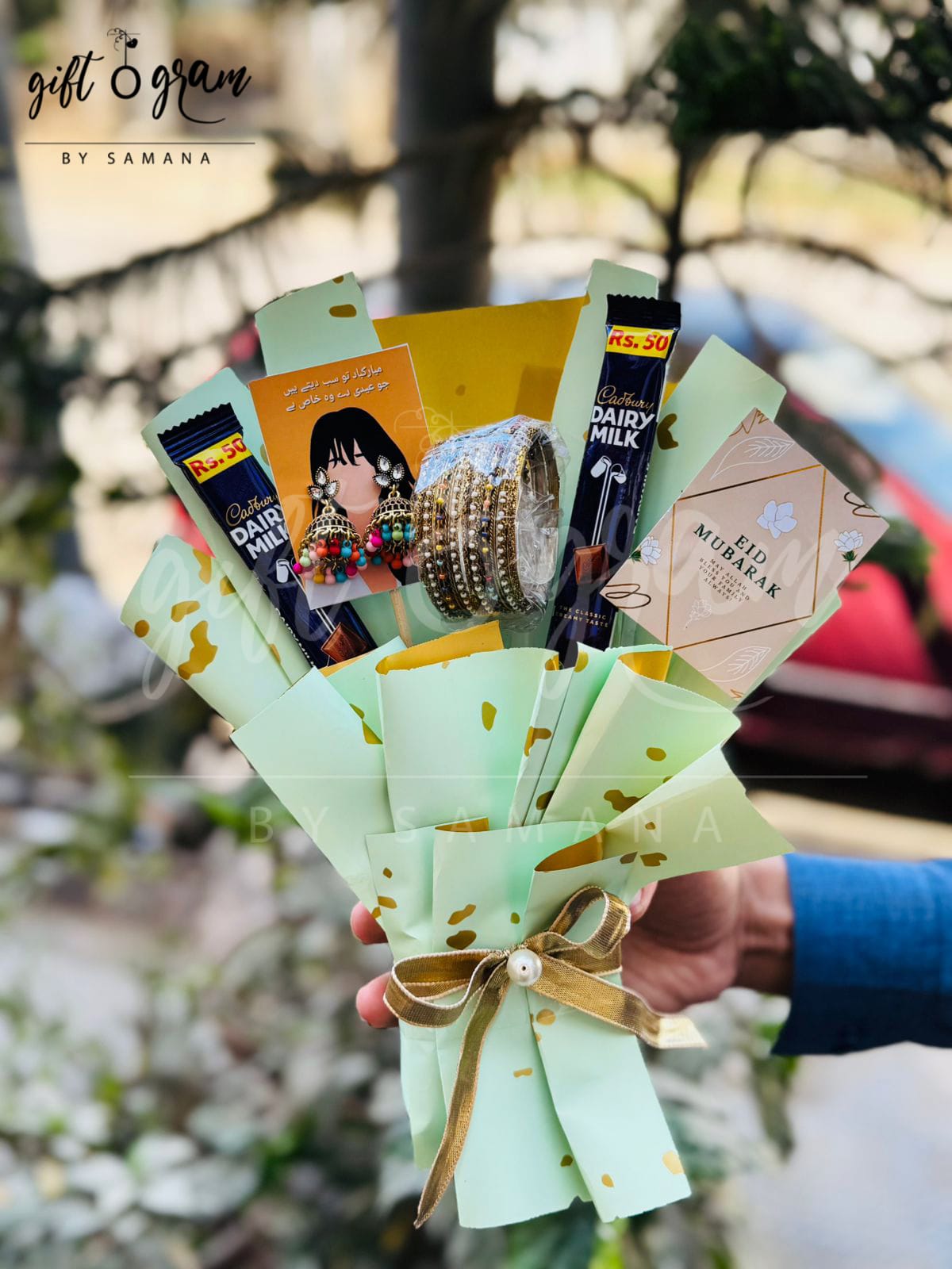 chocolate and jewelry bouquet gift