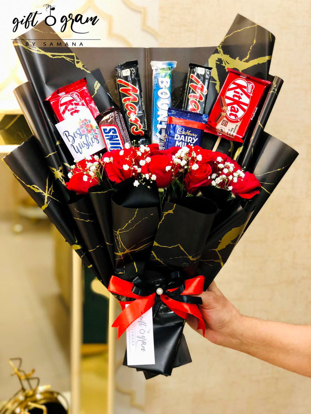 Chocolate Floral Bouquet – Roses with Chocolates | Same Day Delivery in ...