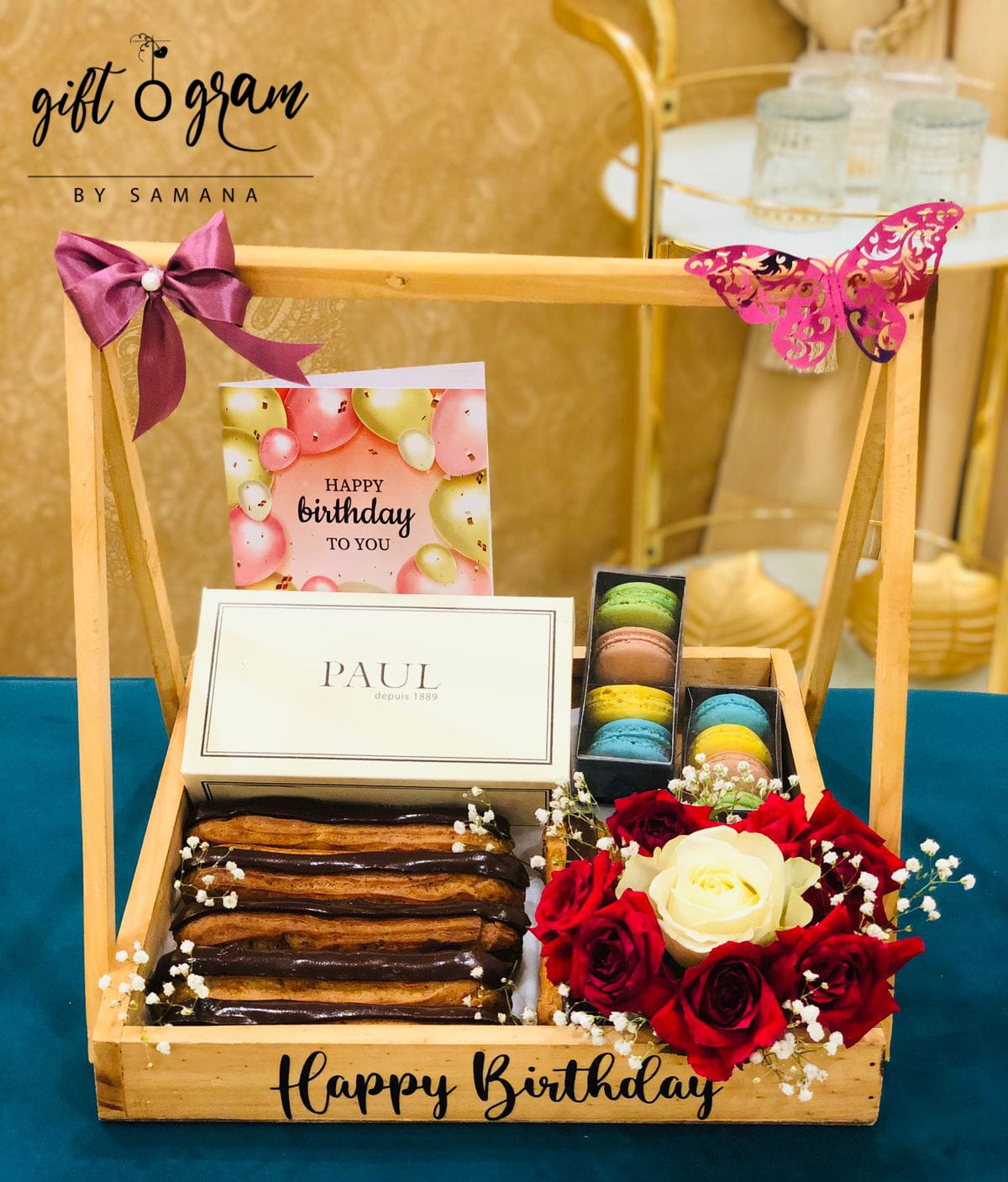 Samana Sweets Blissful Bites Wooden Cart | Sweet Cart Gift with Eclairs, Macarons ...