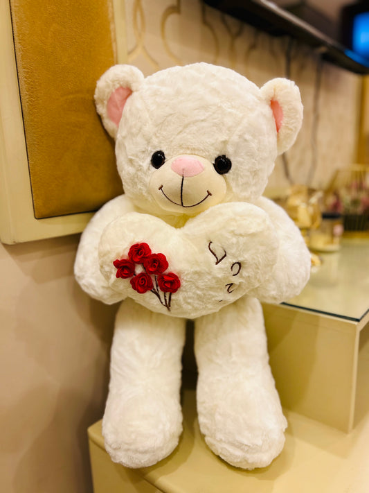 Flower Teddy Bear (White)