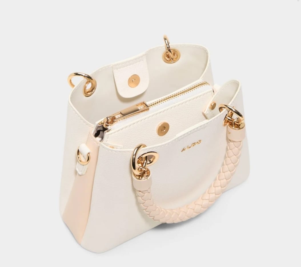 ALDO White Braided Handle Handbag