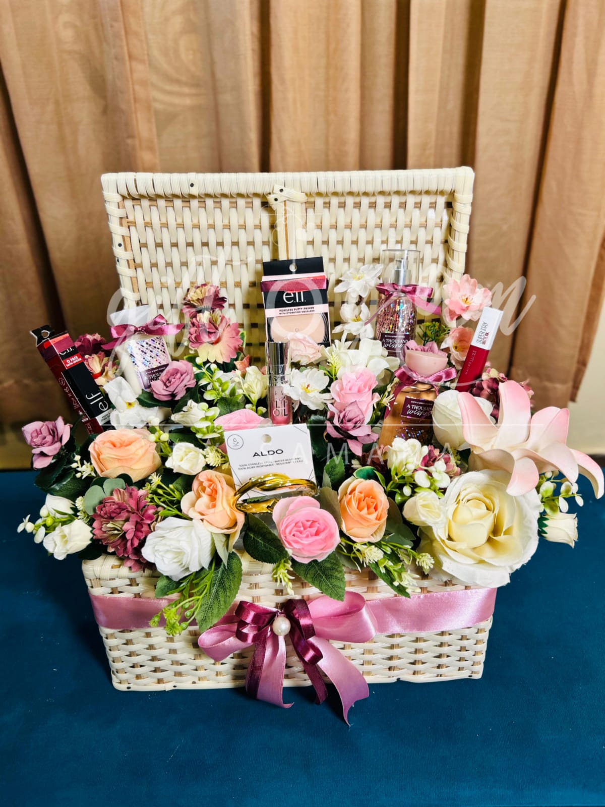 Luxury Makeup & Flowers Gift Basket