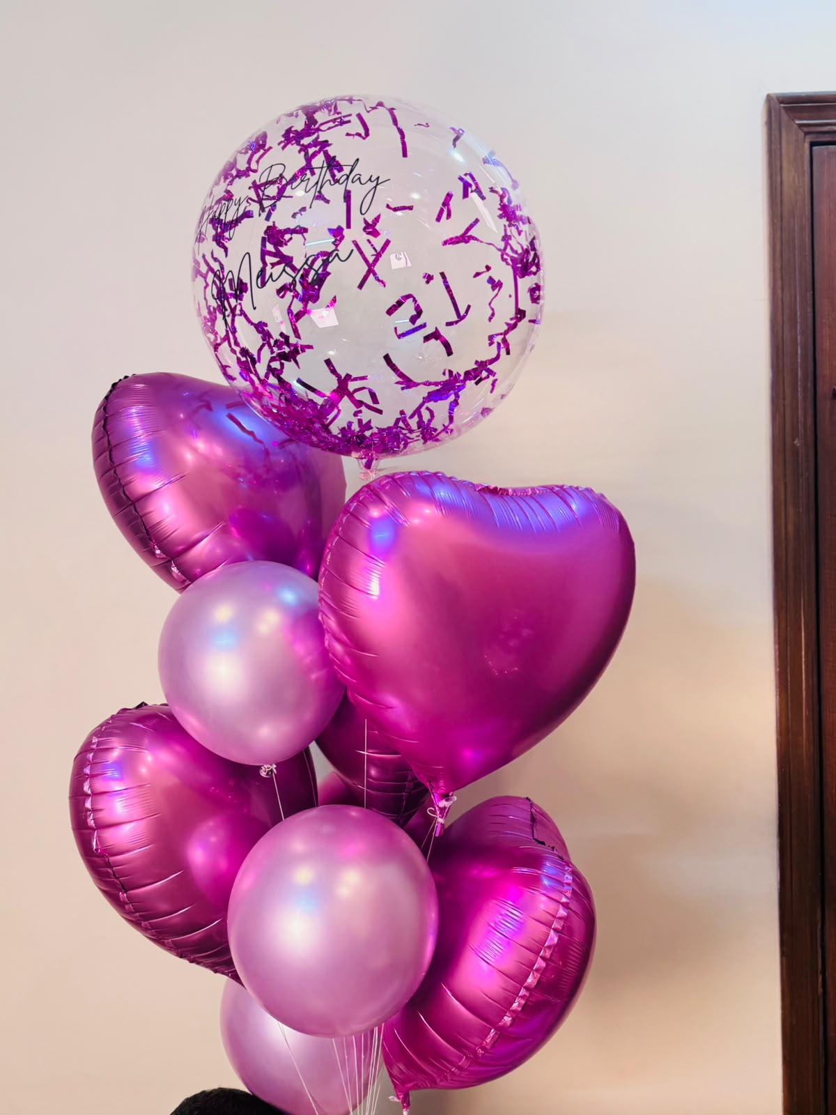 Pink Heart Birthday Balloon Bouquet