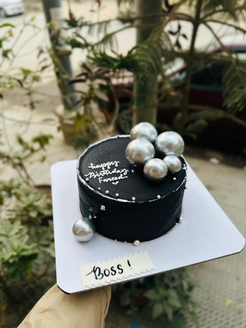 Boss Black Theme Cake