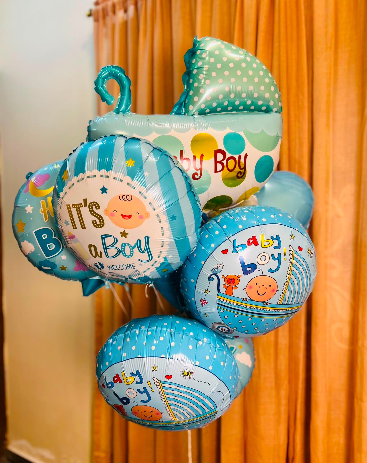 Blue Baby Boy Balloon Bouquet for Newborn Baby Gift