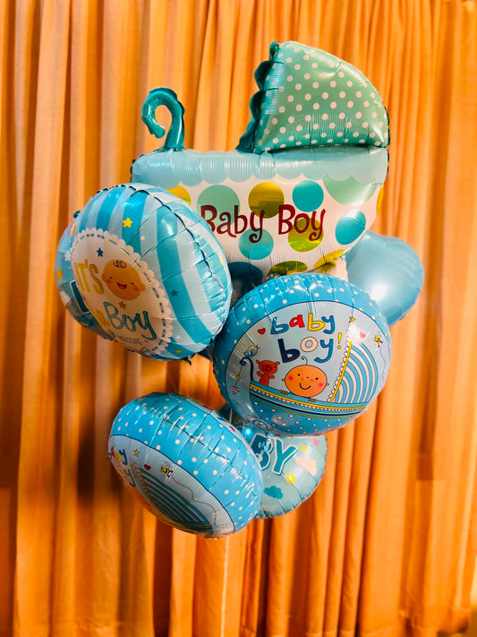 Blue Baby Boy Balloon Bouquet for Newborn Baby Gift