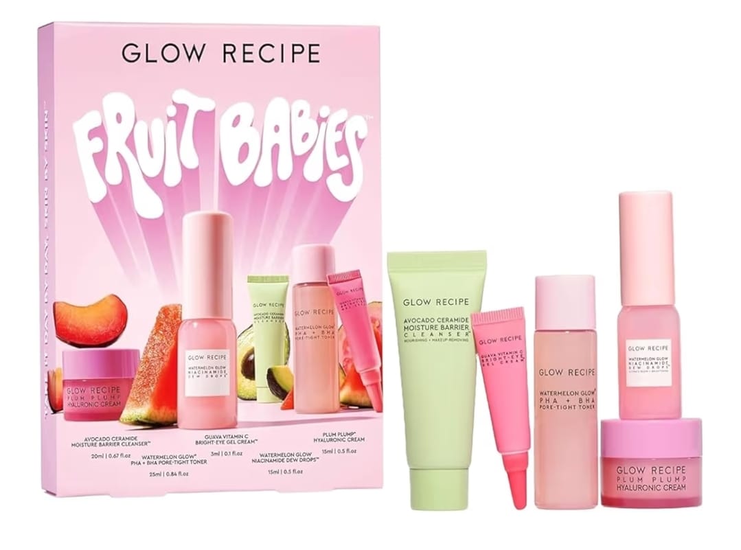Glow Recipe Fruit Babies skincare set with cleanser, toner, eye cream and creams