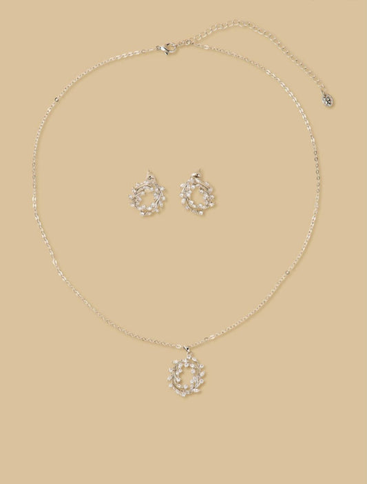 MAX crystal vine necklace set with matching floral vine earrings