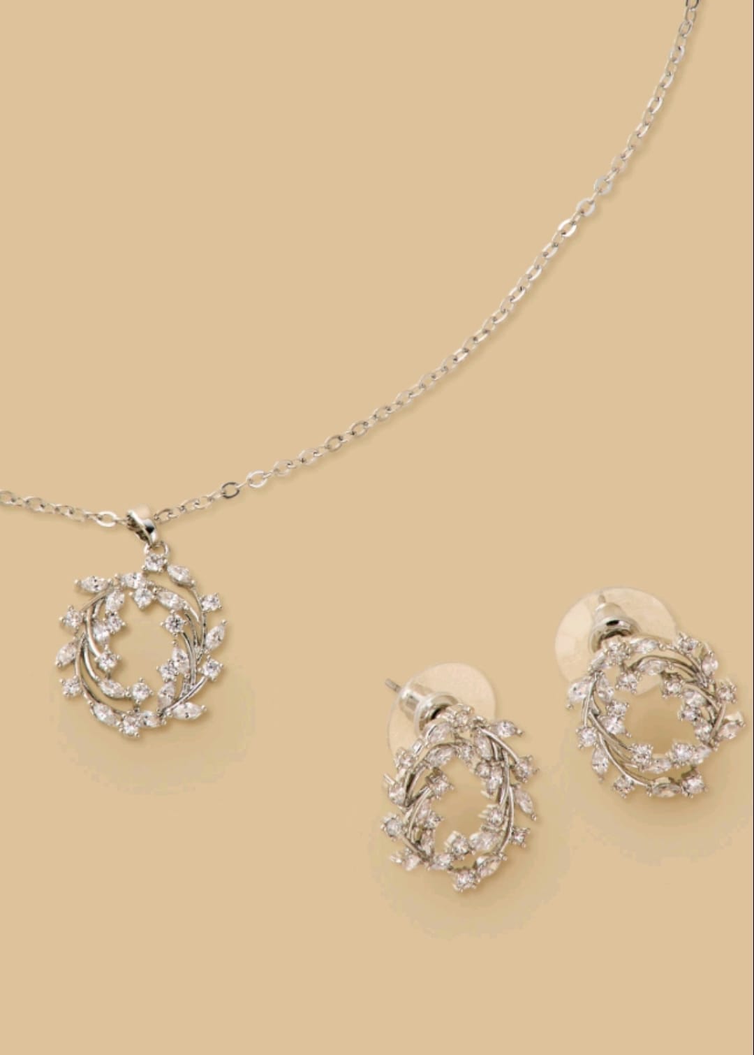 MAX crystal vine necklace set with matching floral vine earrings