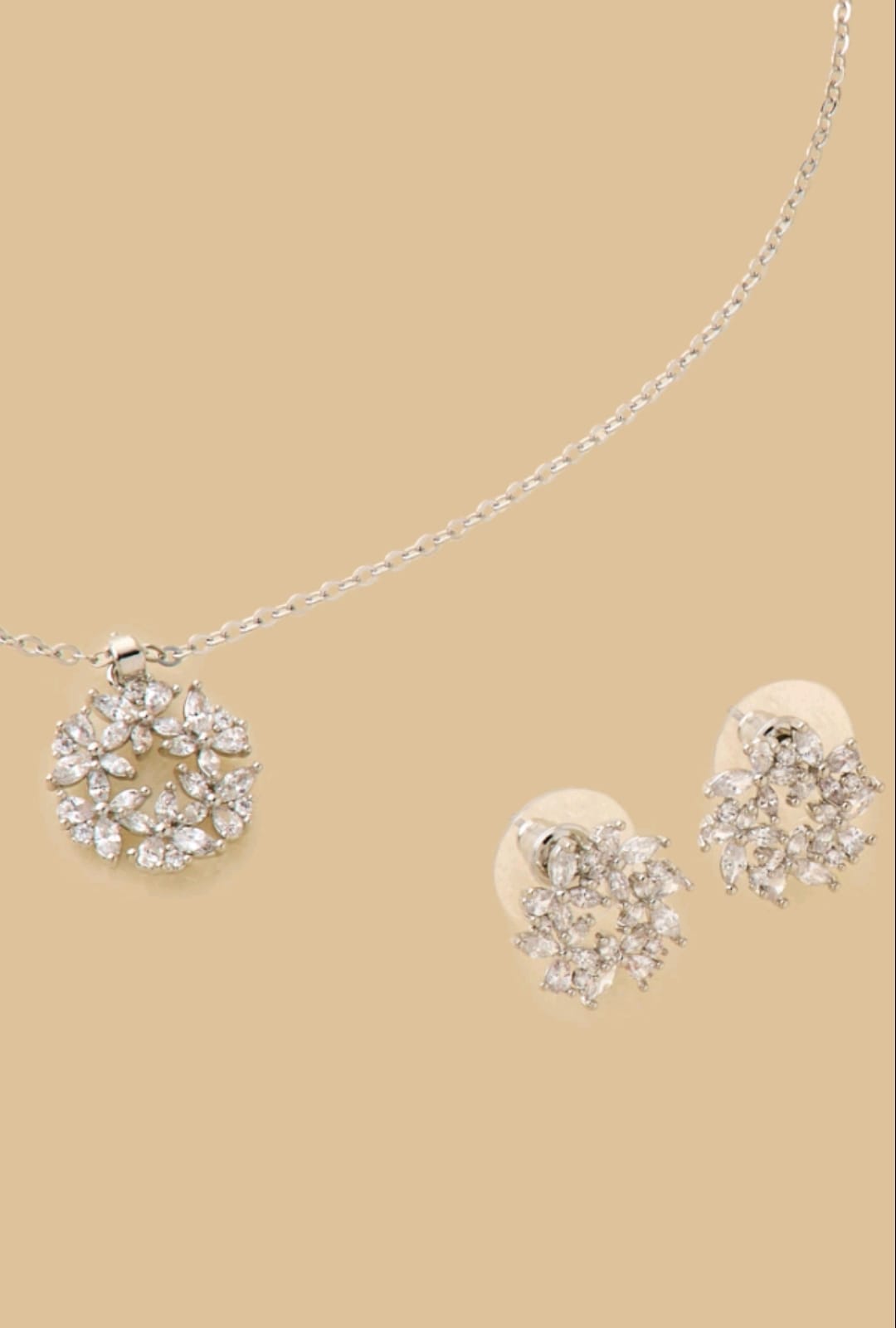 MAX floral crystal necklace with matching floral earrings