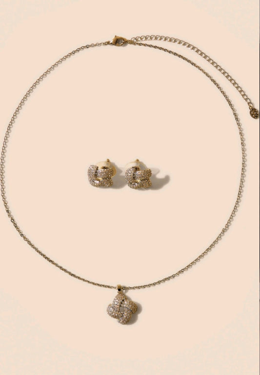 MAX golden charm necklace and earrings set for women