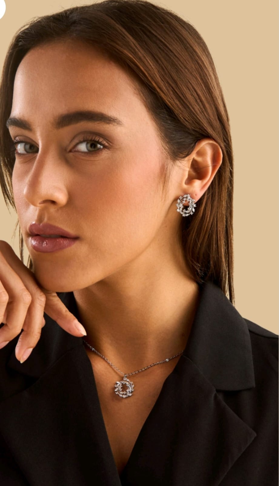 MAX crystal vine necklace set with matching floral vine earrings