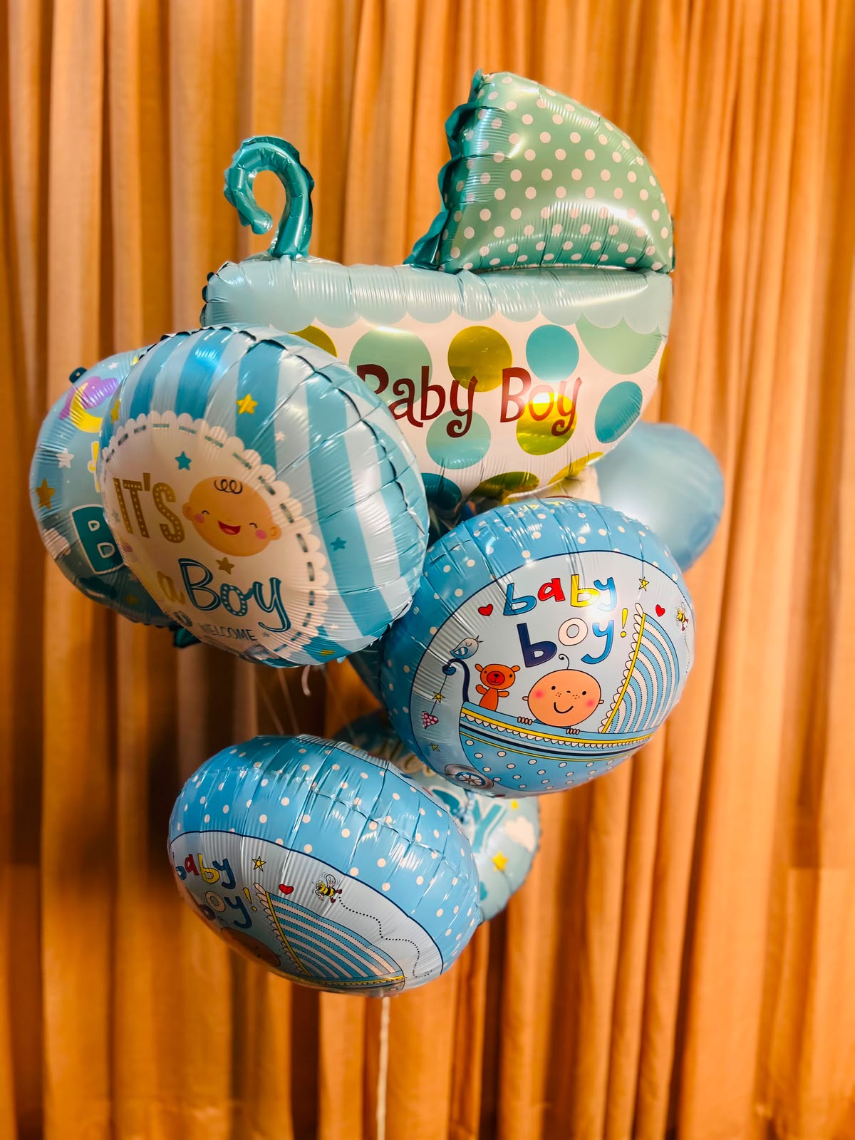 Blue Baby Boy Balloon Bouquet for Newborn Baby Gift