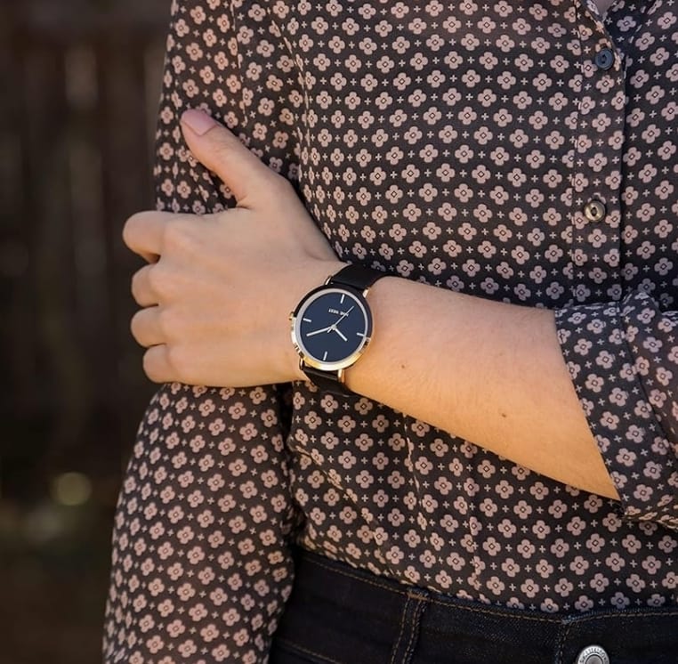 Nine West black and gold watch with black strap