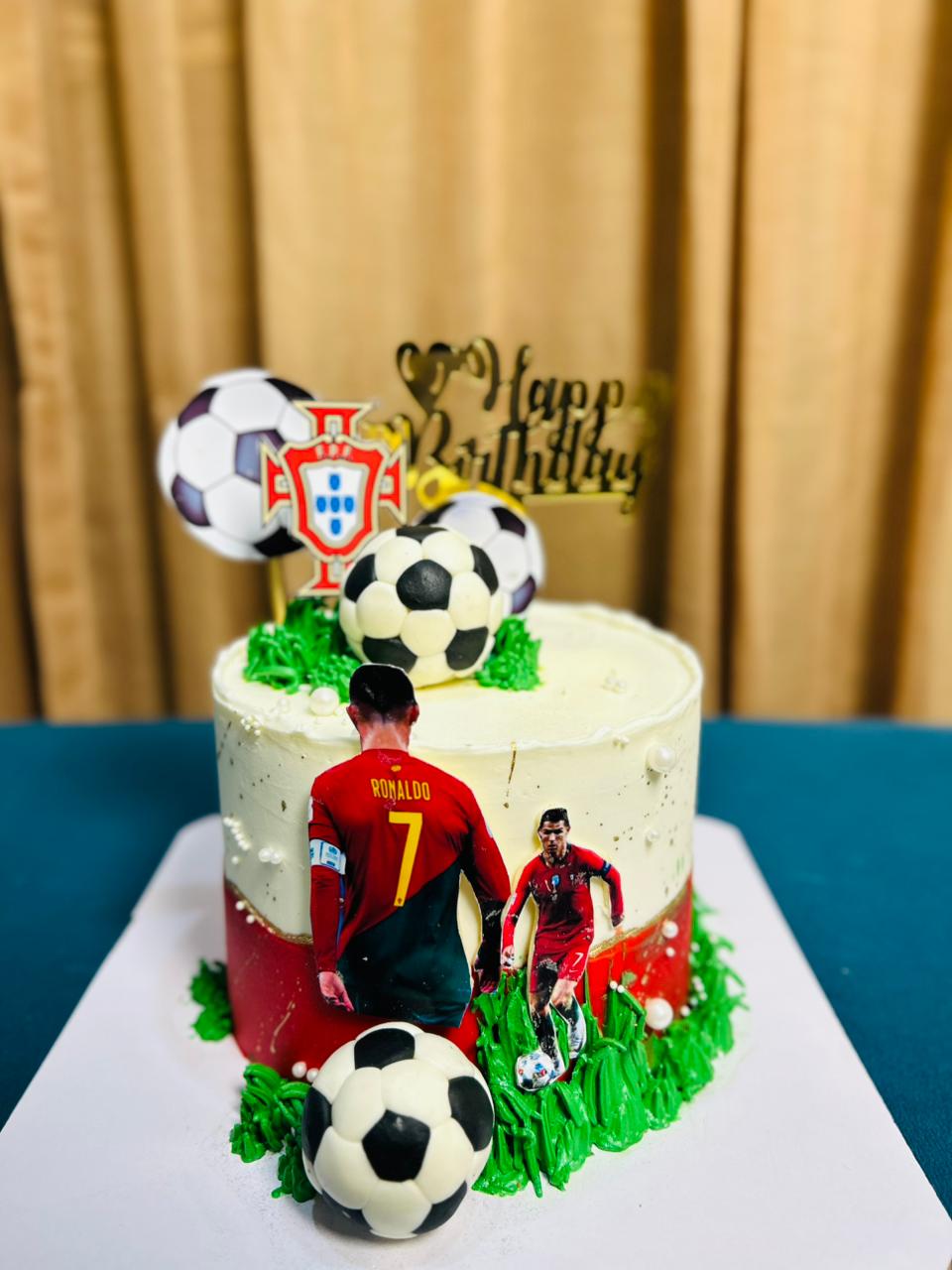 Football theme Ronaldo birthday cake in Karachi Pakistan