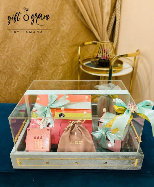 Acrylic Top Gift Tray with Velvet Base