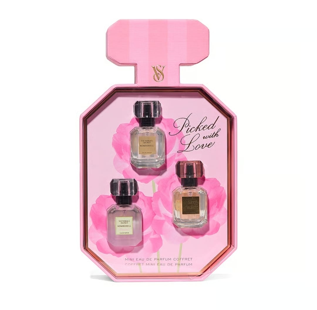 Victoria’s Secret Bombshell mini perfume gift set in pink gift box