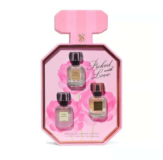 Victoria’s Secret Bombshell mini perfume gift set in pink gift box