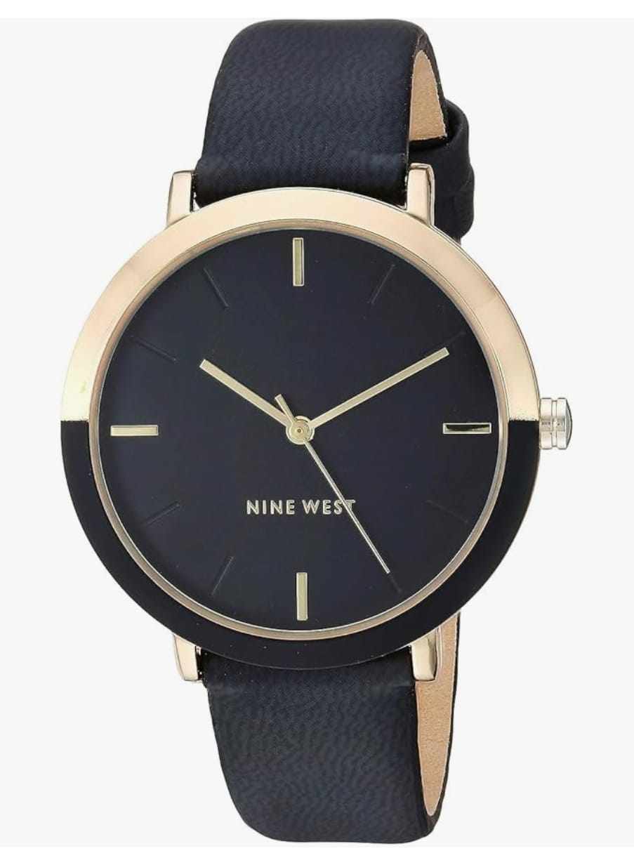 Nine West black and gold watch with black strap