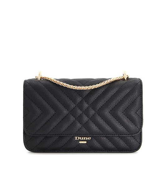 Dune London Black Quilted Shoulder Bag – Gold Chain Strap