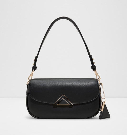 ALDO Black Shoulder Bag with Gold Triangle Clasp