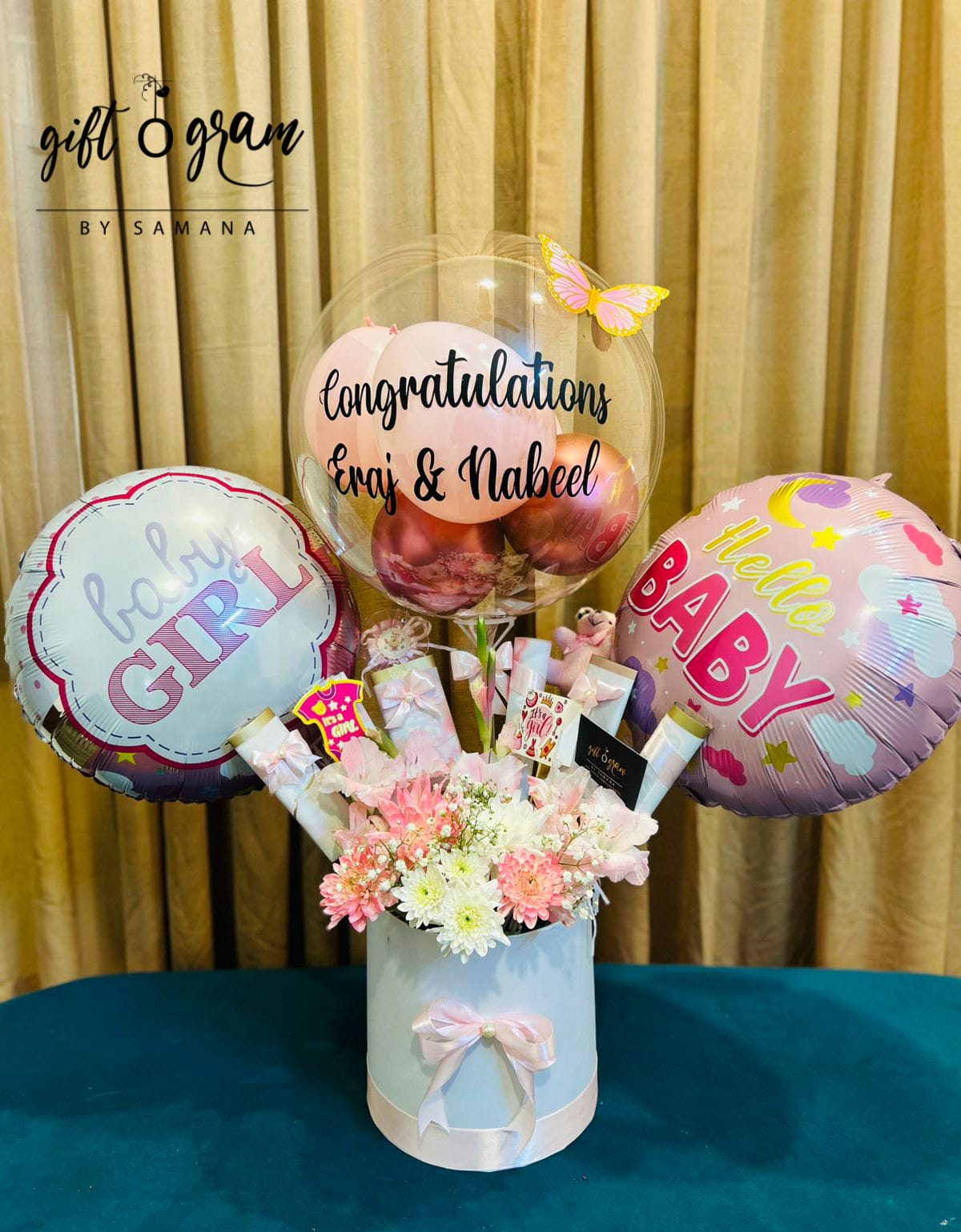 Baby Girl Flower Balloon Box