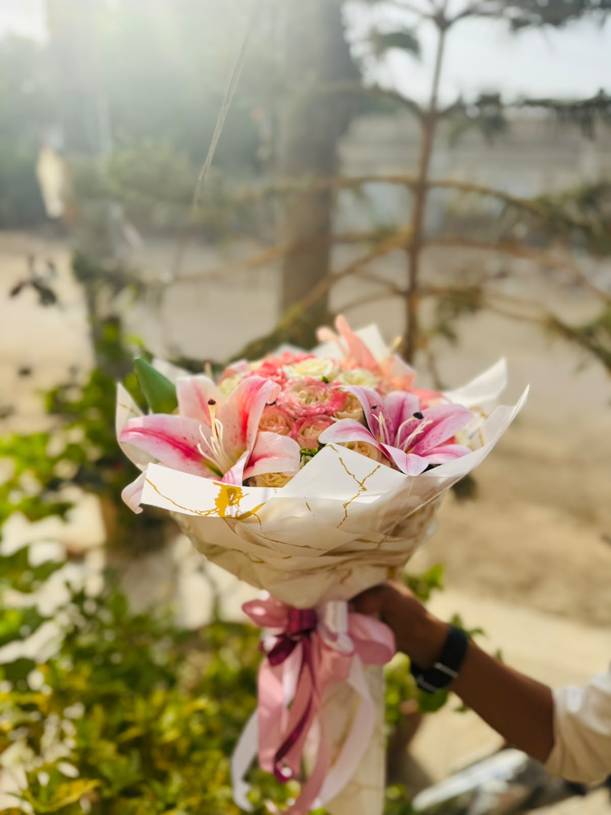 Luxury Pink Lily & Rose Bouquet