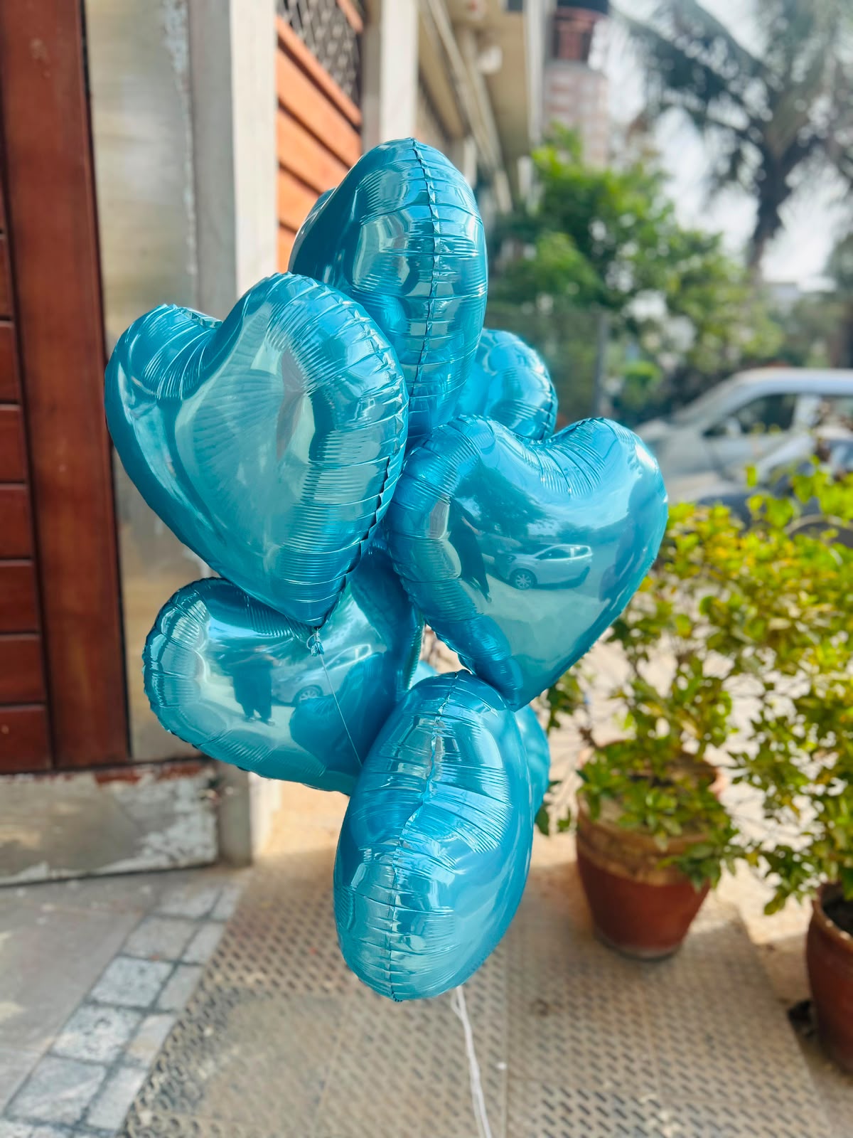 Blue Heart Foil Balloon Bunch
