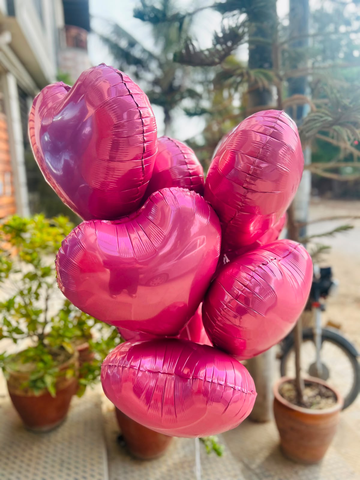 Pink Heart Helium Balloon Bunch