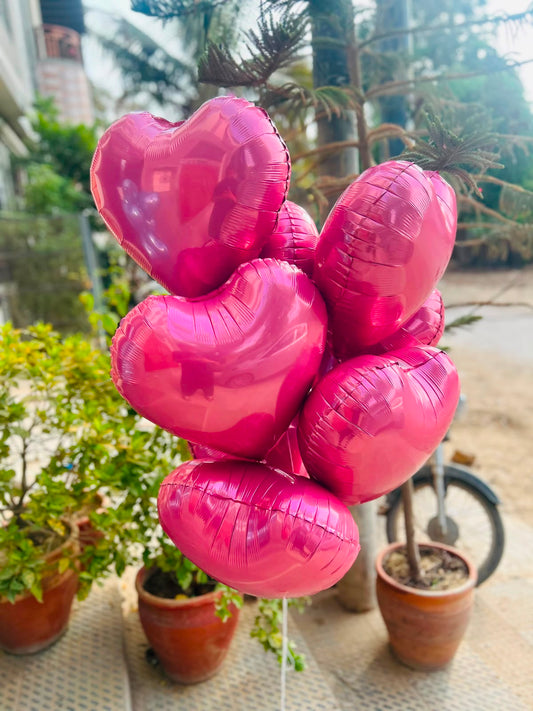 Pink Heart Helium Balloon Bunch